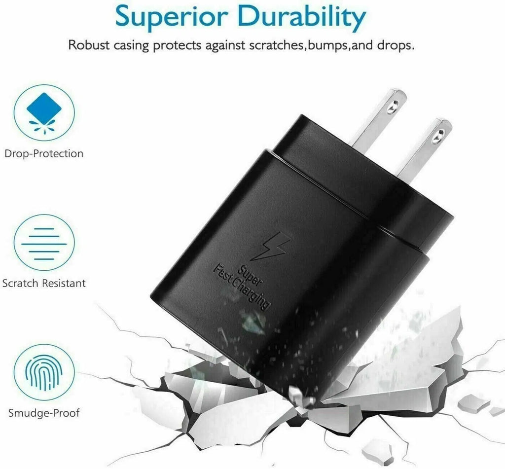25w Super Fast Charger Type USB-C 10FT Cable For Galaxy S23 S22 S21 S20