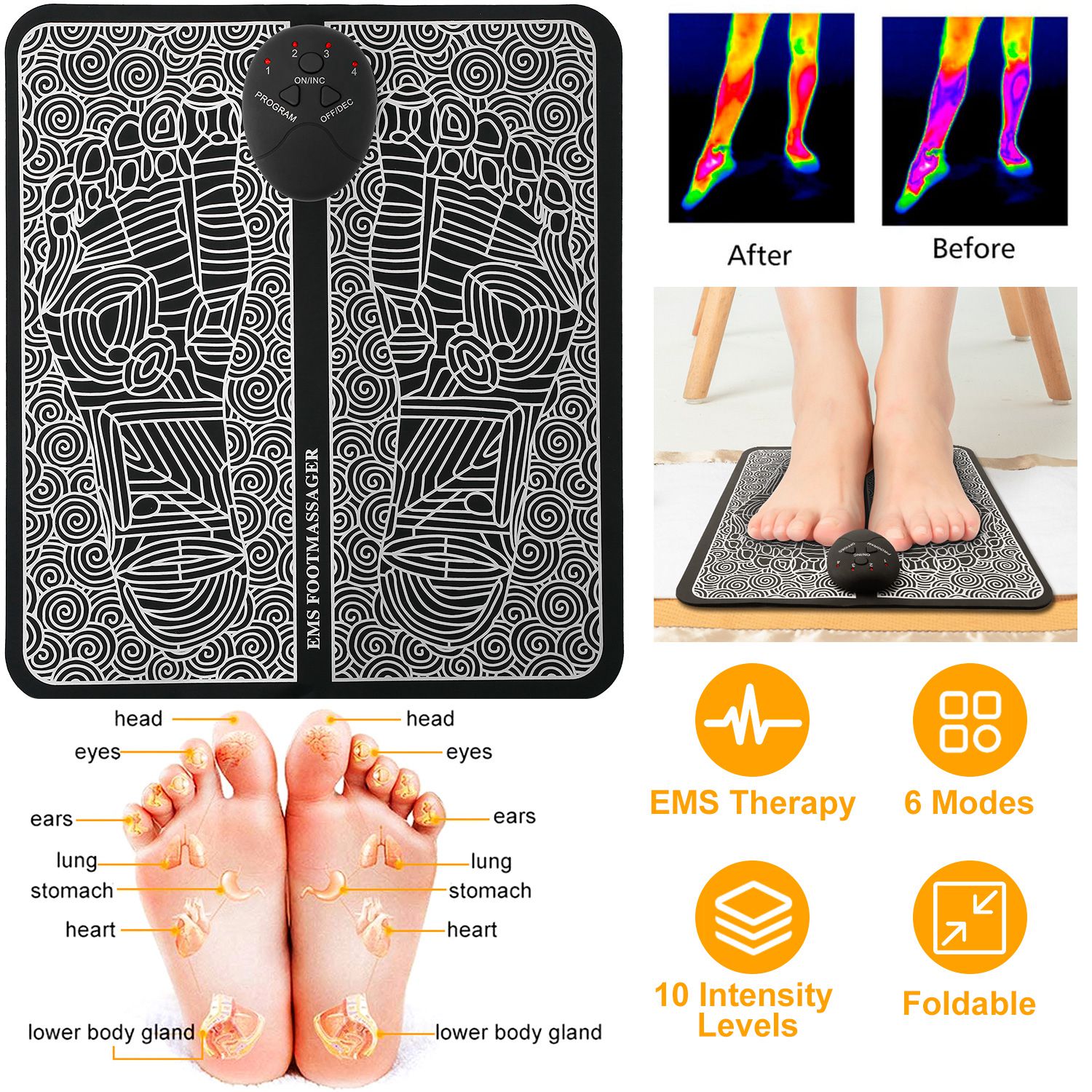EMS Foot Massage Pad Pain Relief & Muscle Relaxation